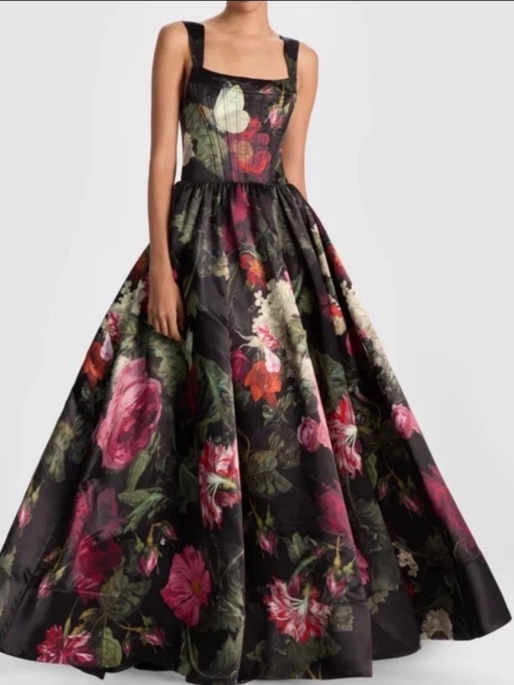 Alice +Olivia Guinevere Ball Gown Printed Duchess Satin In Be Still NWT 12 $1595